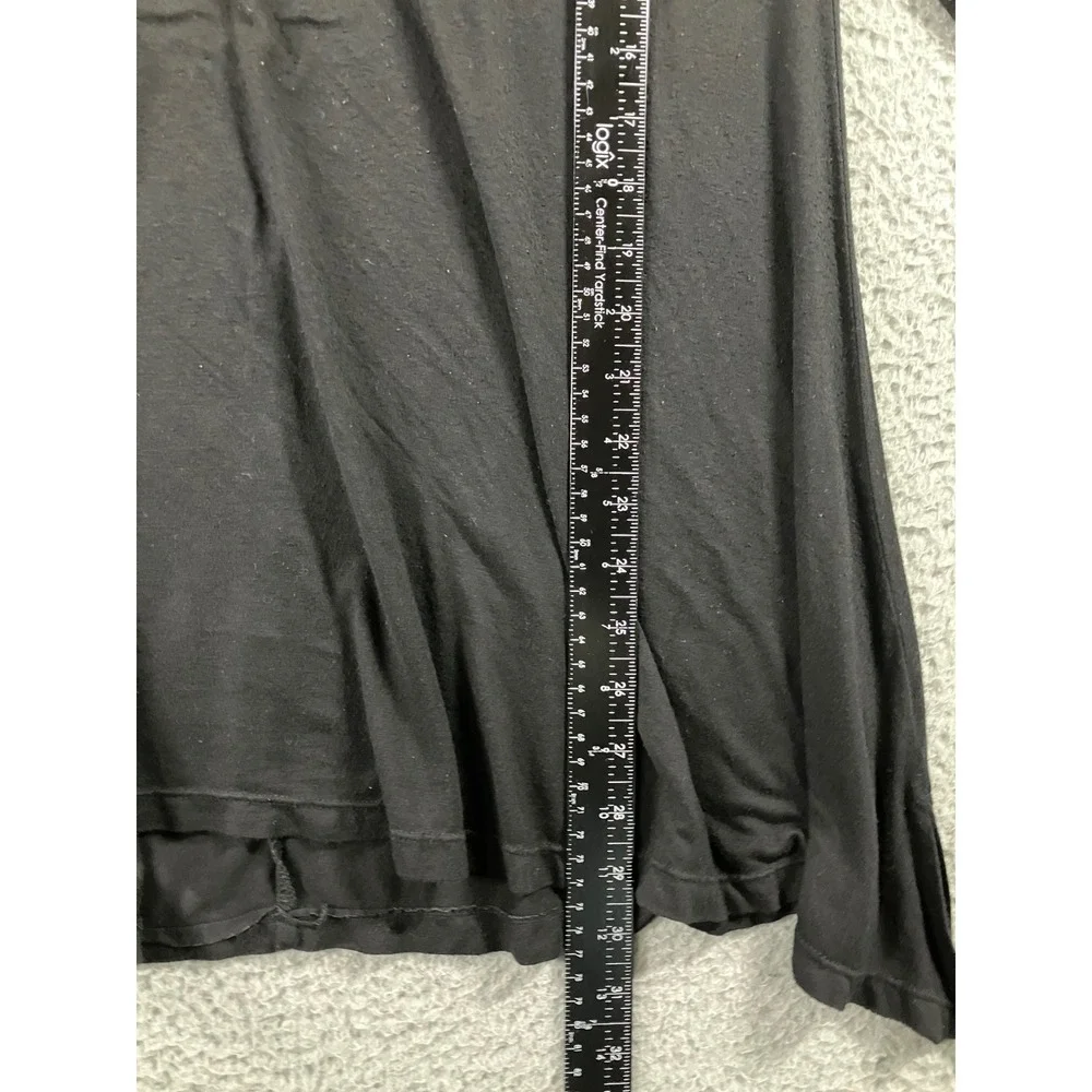 Coco + Carmen Tunic Top L/XL Black L/S Flowy Rayon Sharkbite Lagenlook Basic